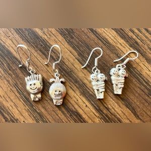 Sterling Silver Earrings Two Pair - Unique Boy/Girl themed